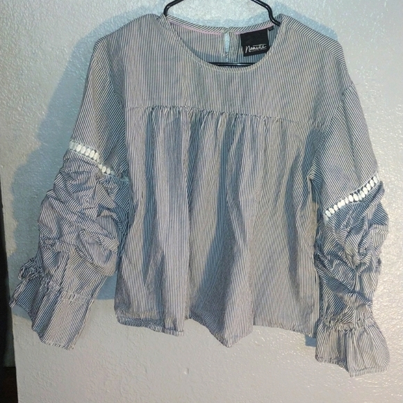 Nautical Striped Nanette Lepore with Unique Puffed Sleeve M - Picture 1 of 7